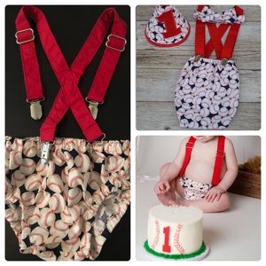 Baseball Smash Cake [1st Birthday] Diaper Set